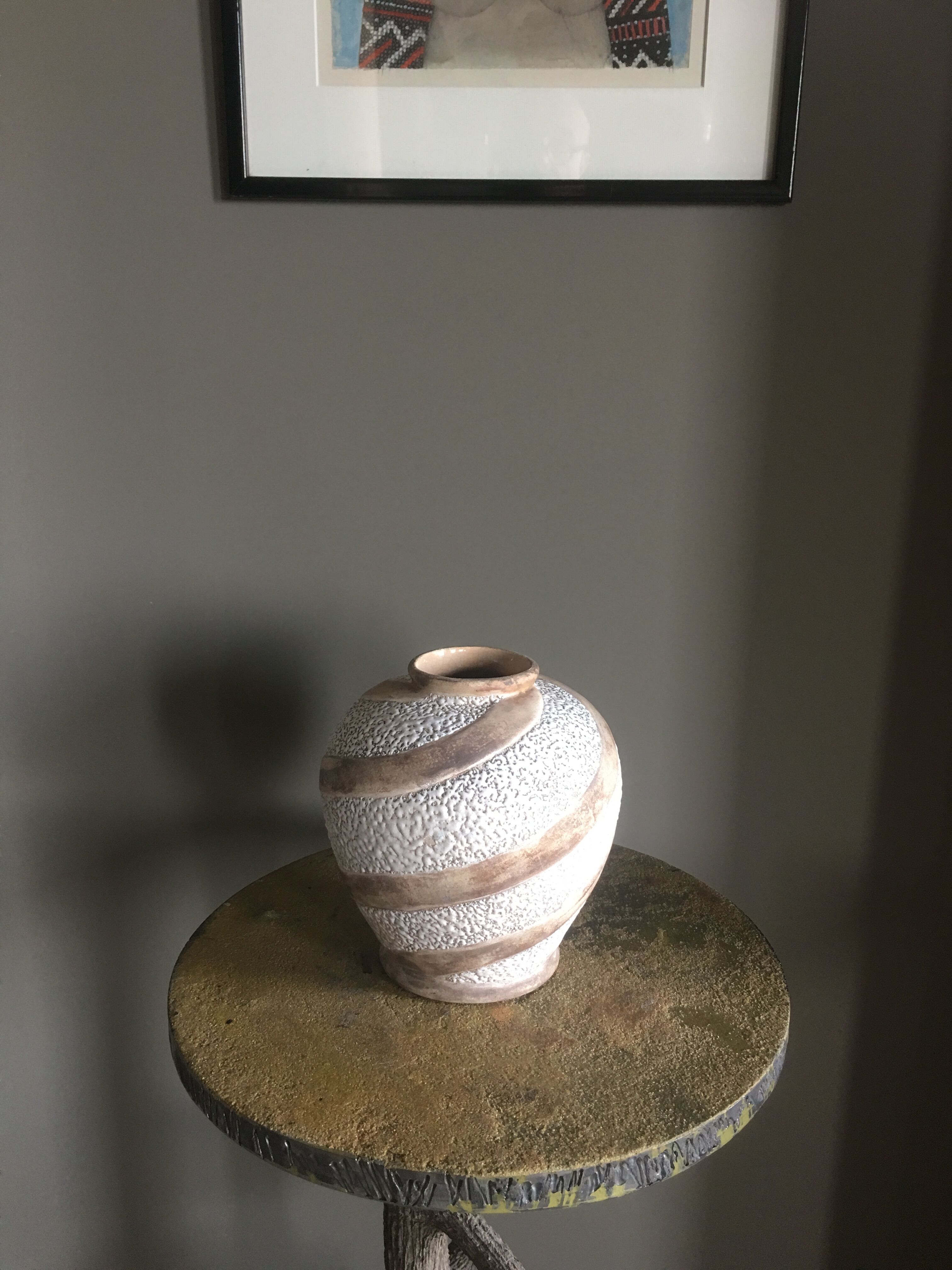 Vase art deco en faïence signé Odyv