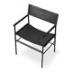 Contemporary bar stool with a black metal backrest and black rubber.