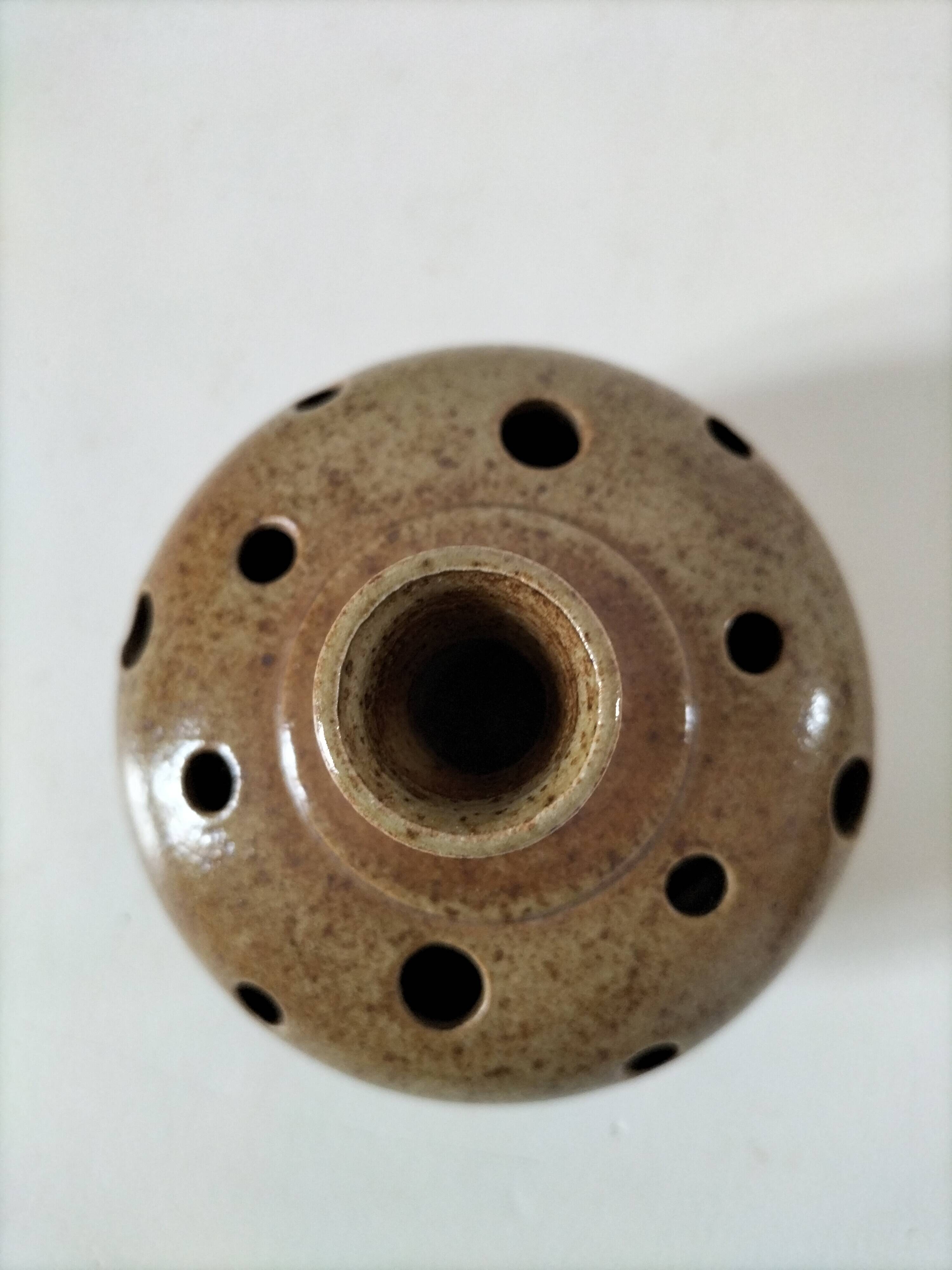 Flower vase in stoneware, signed