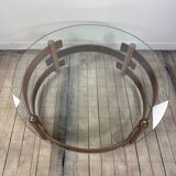 Table basse ronde scandinave en teck 1970