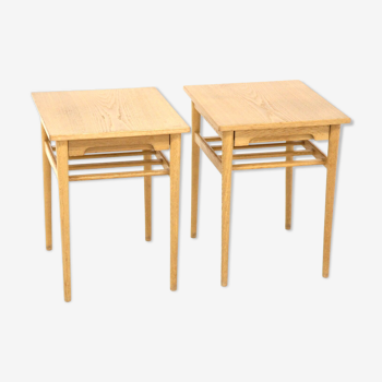 Set de 2 tables de chevet en chêne, Svensk Möbelindustri, Suède, 1960