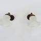 Pair of vintage brass gooseneck wall sconces and glass tulip. Year 60