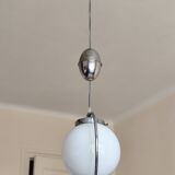 White opaline globe suspension and metal structure