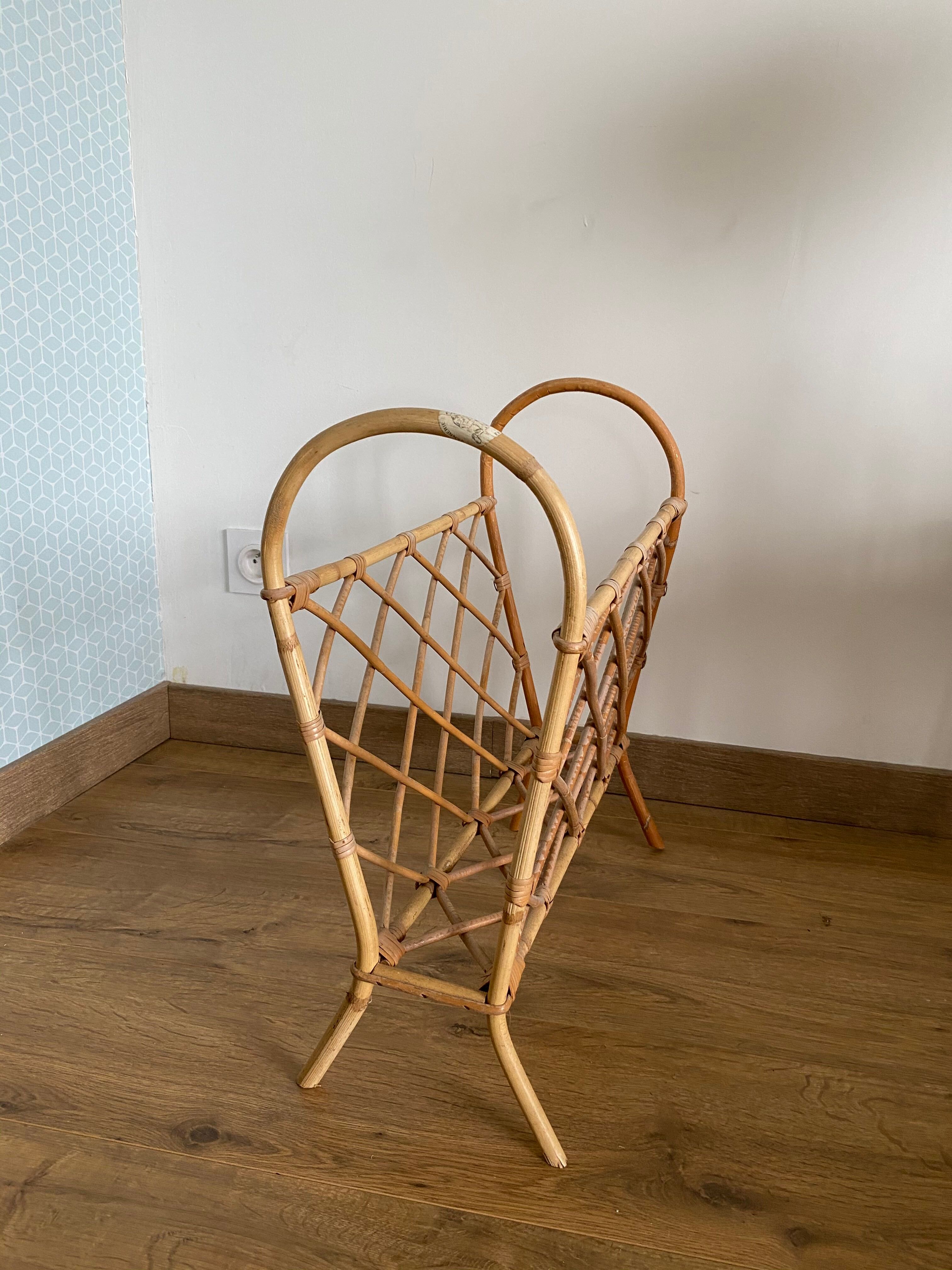 Rattan magazine holder