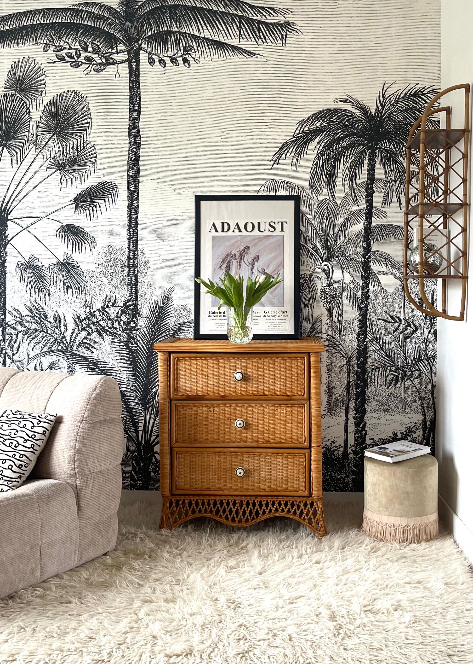 Commode vintage en rotin
