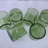 6 vintage green glasses