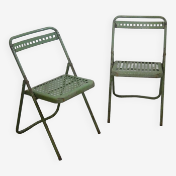 Pair of vintage metal folding chairs, 1960s