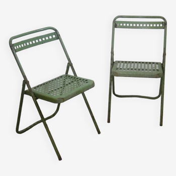 Paire de chaises pliantes vintage en métal, 1960