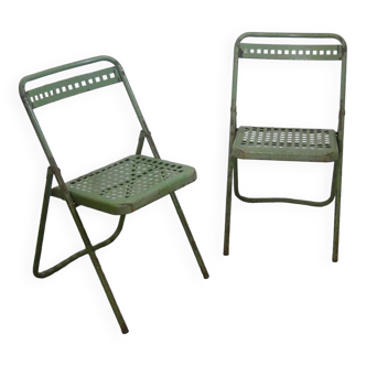 Paire de chaises pliantes vintage en métal, 1960