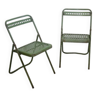 Pair of vintage metal folding chairs, 1960s