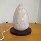 Vintage marbled glass egg lamp – wooden base – 1970s