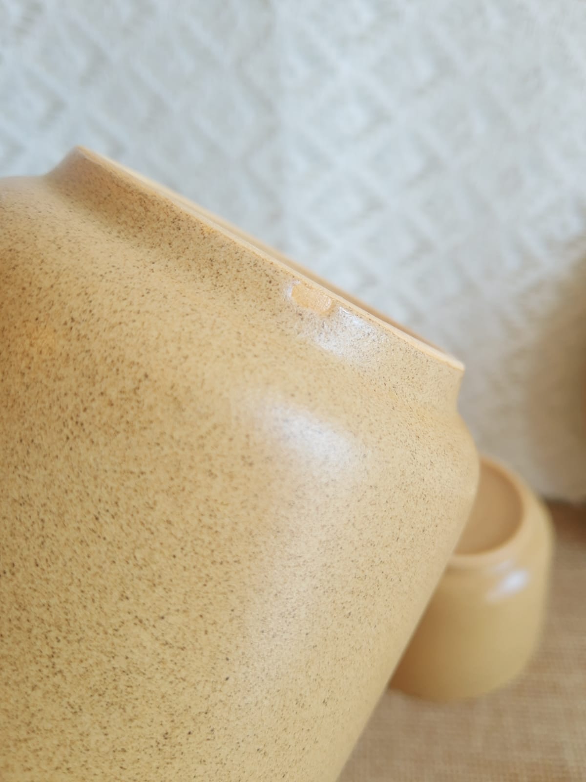 Set 6 coffee cups in sarreguemines sandstone france vintage
