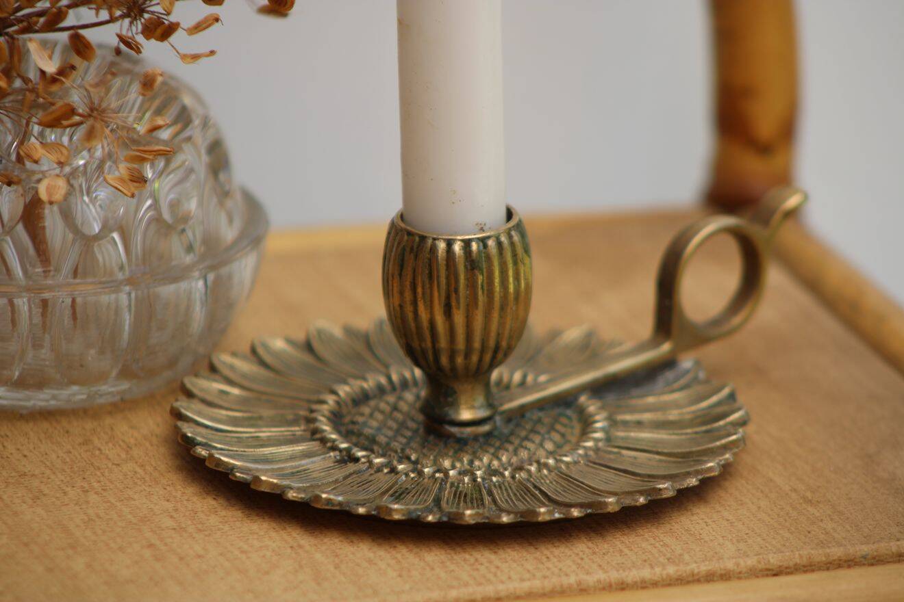 Gold metal candle holder