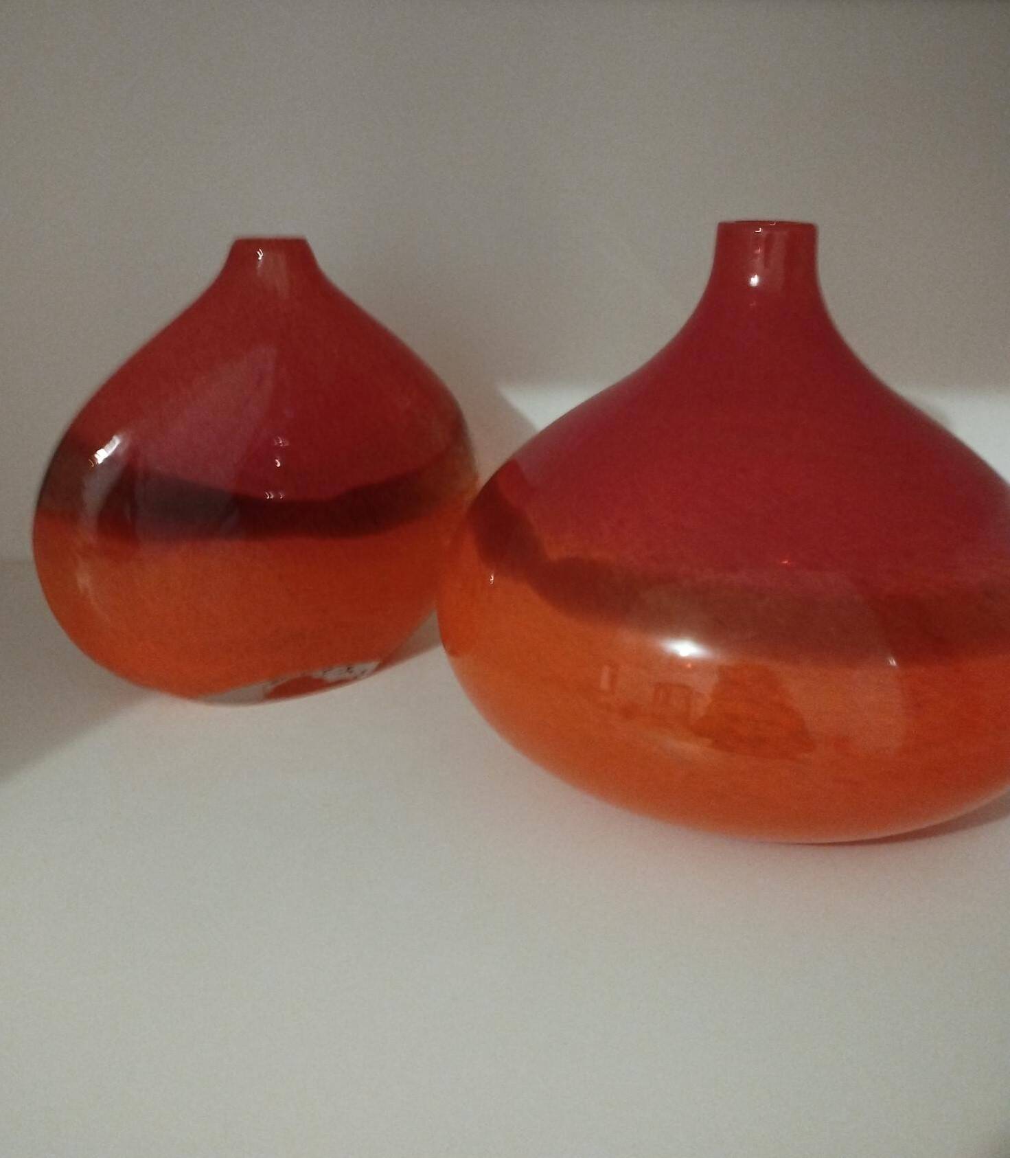 Pair or 2 glass paste vases from the 80s vintage.