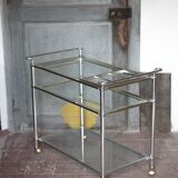 Vintage rolling dessert bar in gold metal and glass by Roche Bobois.