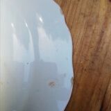 Assiette plate ancienne faïence fleurie bord bleu vintage