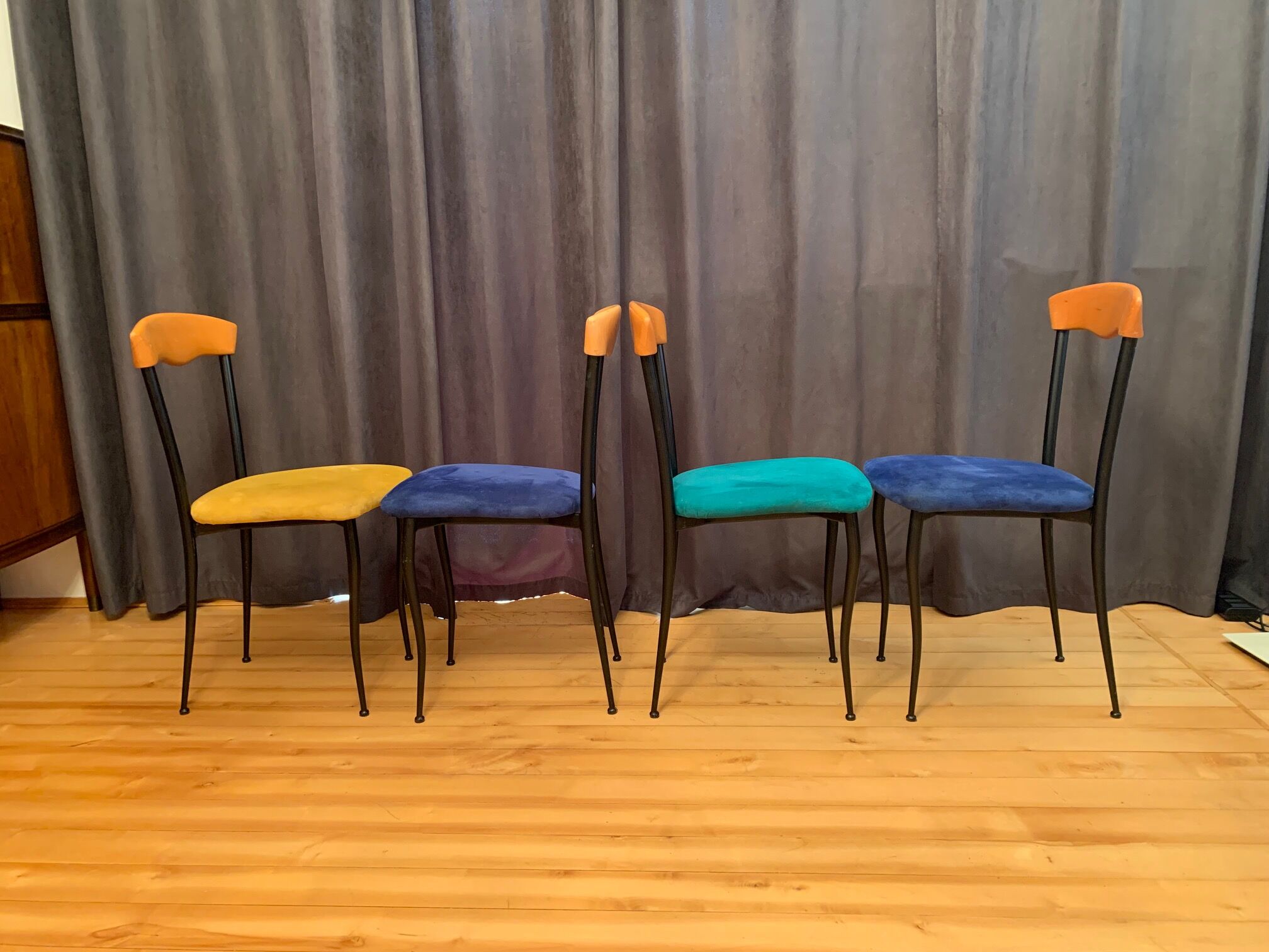 A set of four chairs, Alcantara, Italy, 1980s