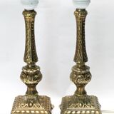 Pair of neo-classical lamps 1970 gold metal