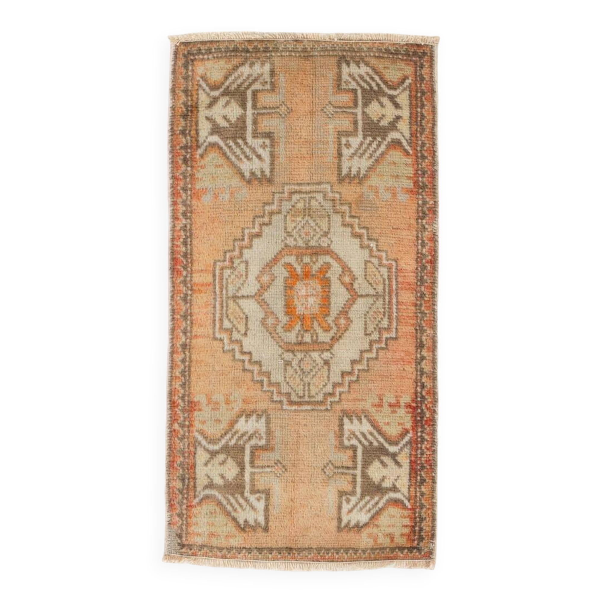 Vintage Accent Rug. Wool Turkish Seat Cover. Rustic Kitchen Rug. Handmade Door Mat. Bath Mat