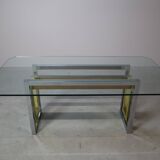 Vintage Chrome and Brass Dining Table by Zevi, Italy, 1970s