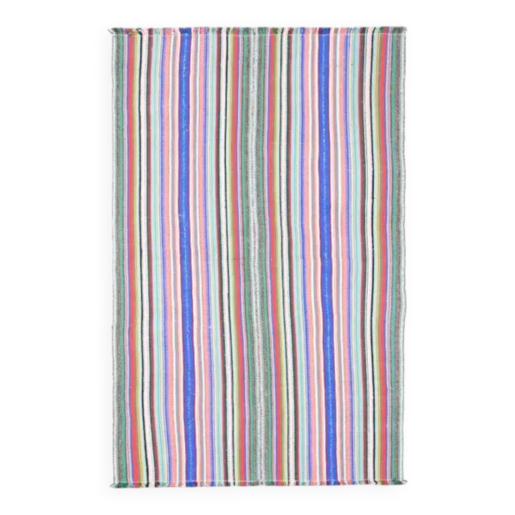 Vintage Turkish Oushak Handmade Wool Cotton Blue Pink Runner Rug 158x246
