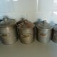 complete series of 6 metal jars with brass label