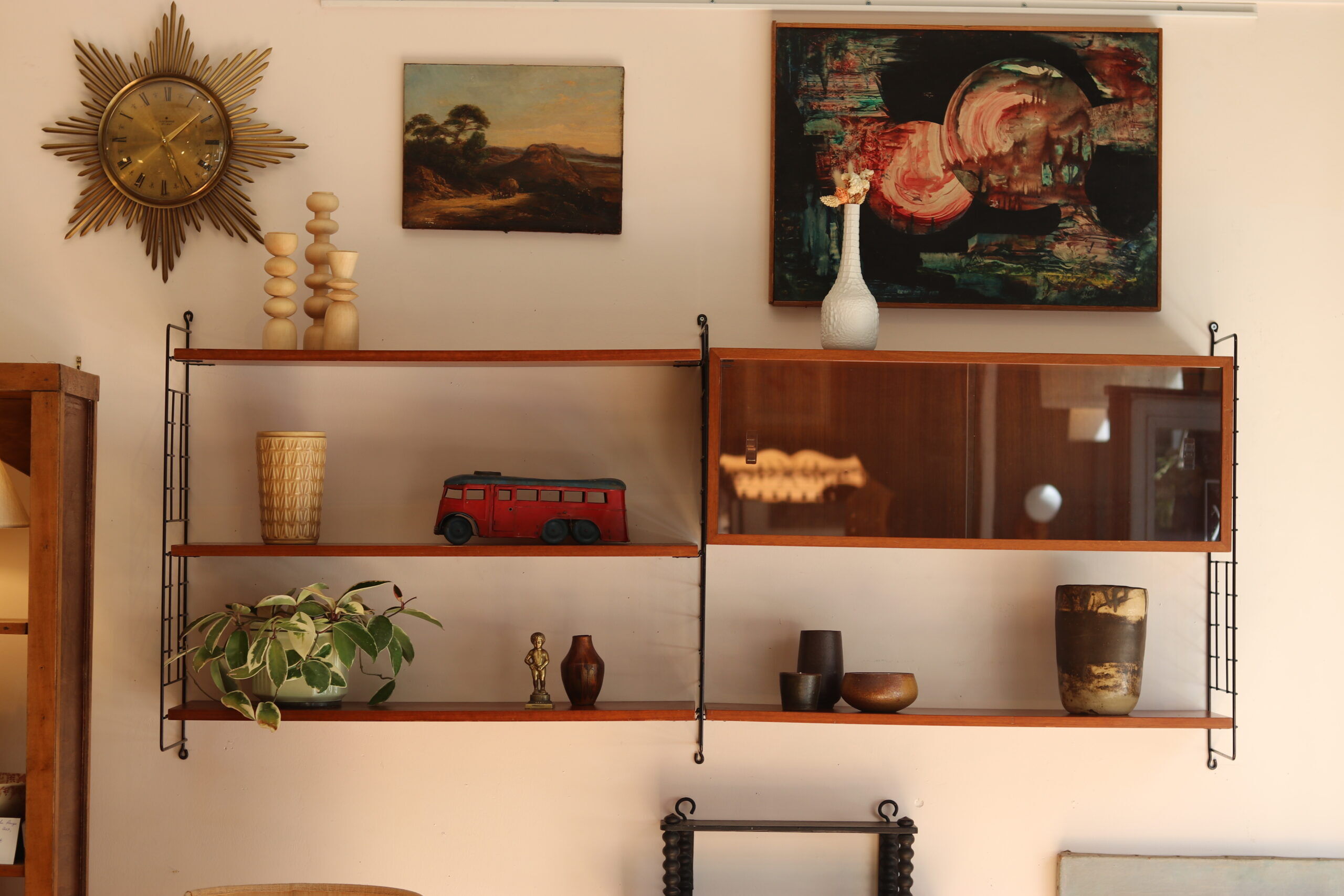 Modular wall shelf in teak – 1960s