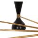 Diabolo chandelier in patinated and black lacquered brass. Contemporary.