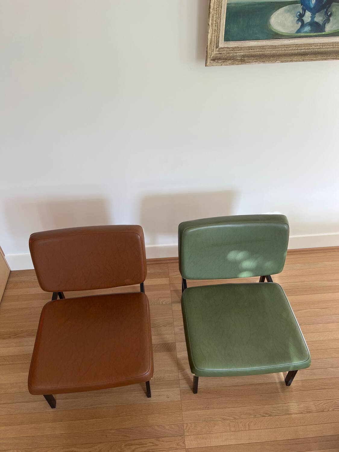 Pair of vintage leatherette armchairs
