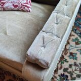 2 fauteuils en velours kaki