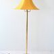 Vintage floor lamp in gold metal with yellow shade