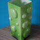 Square vase with half-bubbles in apple green double-layered glass - Denmark 1975