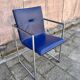 Four Arco Frame Dining Chairs / Blue Leather / Burkhard Vogther