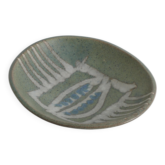 Midcentury-Modern Handmade Stoneware Bowl with Abstract Motif, 1960s