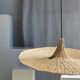 Large suspension, rattan luminaire in hat shape D:80cm