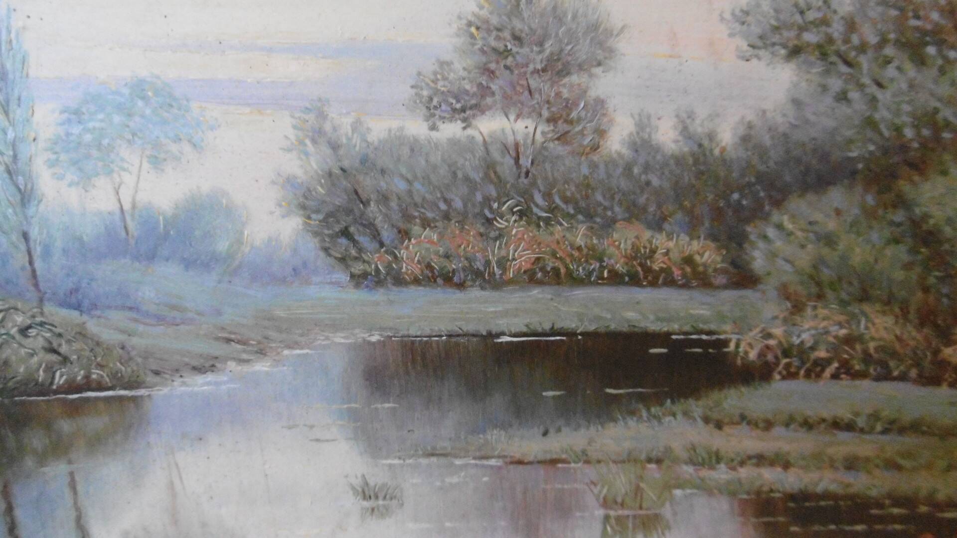 Oil on old landscape panel