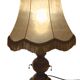 Retro-style lamp in turned wood and gold metal, 37x57cm