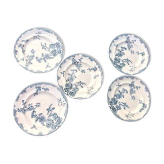 Lot 5 belles assiette a dessert Longwy modèle soeil