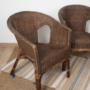 Fauteuil Rotin Vintage, en osier, lot de 3