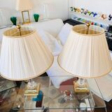 Paire de Lampes Chapman en Bronze et Cristal