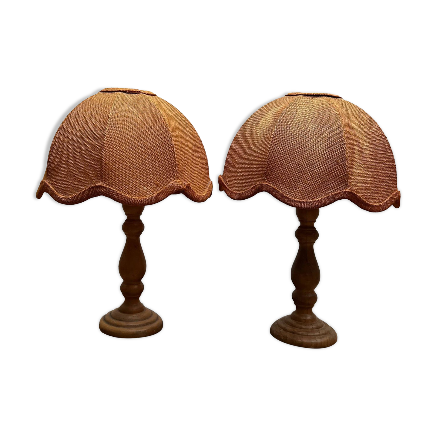 Pair of vintage wooden foot lamps