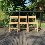 Solid beech chairs André Sornay