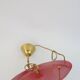 Suspension in perforated red lacquered metal, brass and opaline in the style of Mathieu Matégot