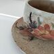 Large stoneware cup and saucer with floral decoration – 1970s