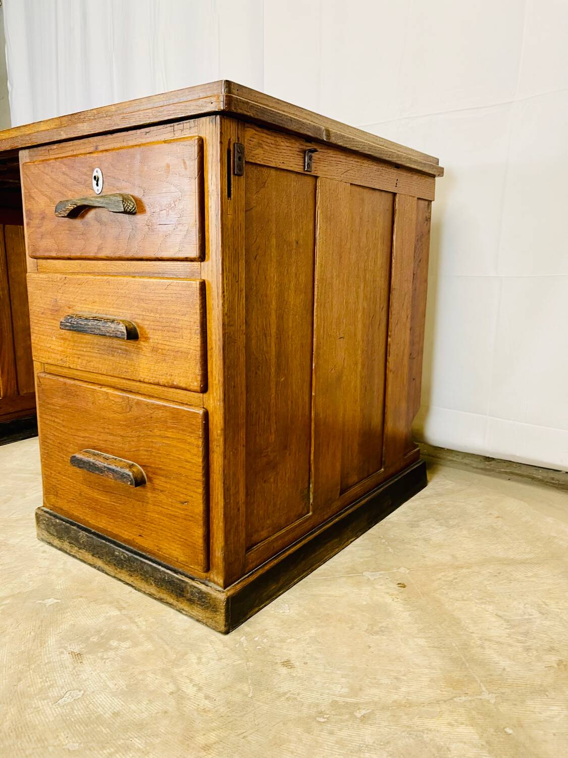 Wooden desk with pedestals