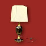Vintage table lamp in glazed ceramic and gold-tone metal