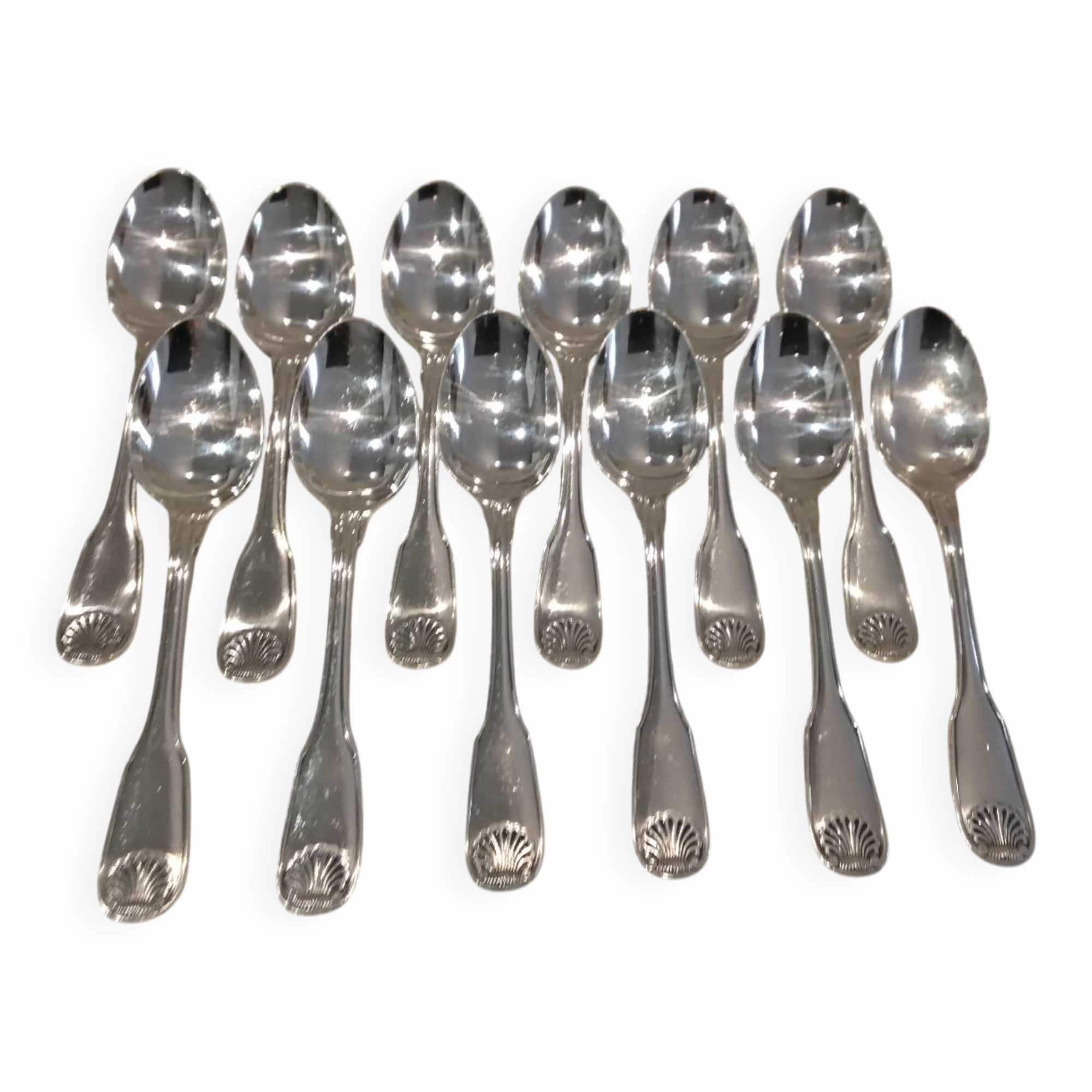 12 silver-plated coffee spoons, Christofle Vendome, 13.6 cm