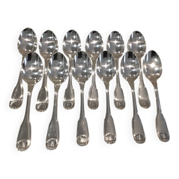 12 silver-plated coffee spoons, Christofle Vendome, 13.6 cm