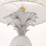 Lampe de table Hollywood Regency en forme d'ananas blanc style Tommaso Barbi, Italie, années 1970