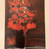 Doutreleau - Vase au coquelicots - Lithographie EA